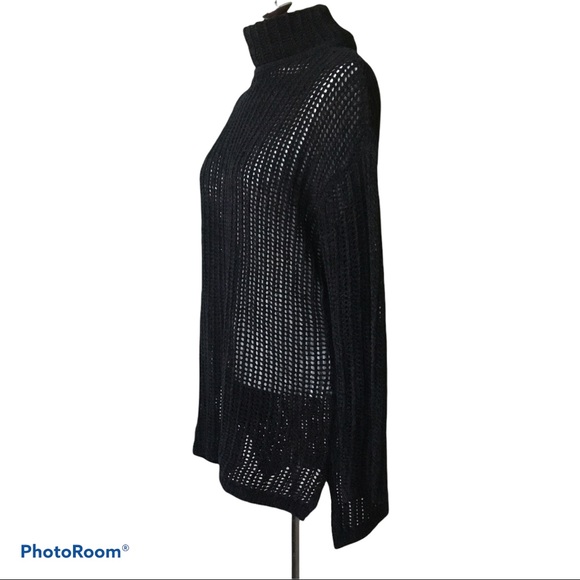 Elie Tahari Open Knit Fishnet Mock Neck Sweater - Picture 3 of 7